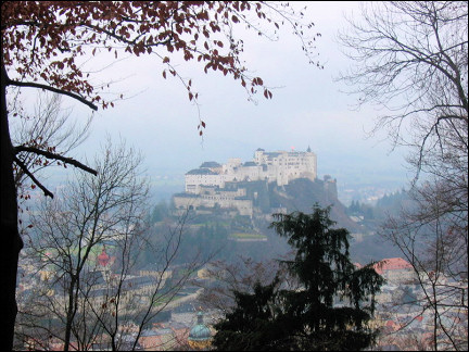 Austria, Salzburg - Hohensalzburg Festung from the Kapuzinerberg