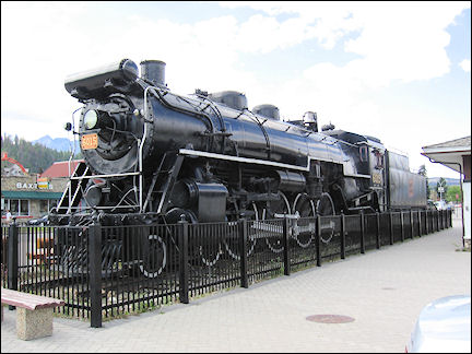 Canada, British Colombia and Alberta - Old locomotive in the center of Jasper