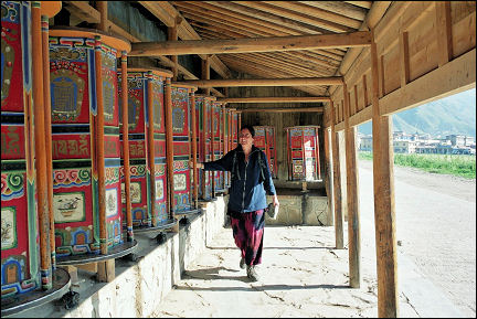 China, Gansu - Prayer wheels in Labrang monastery in Xiahe