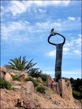 La Gomera, Canary Islands - Statue in honor of the whistle language Silbo Gomero