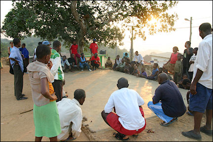 Ghana, Amedzofe - Village square where games of marble are played