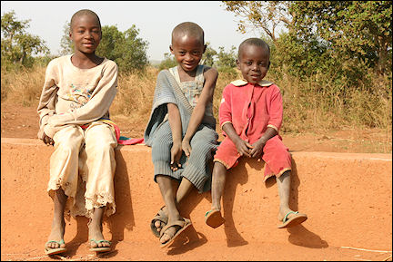 Ghana, Bimbila-Yendi - Children on bench