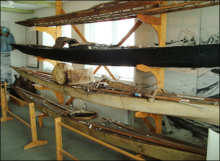 Greenland - Kayaks in museum, Qaqortoq