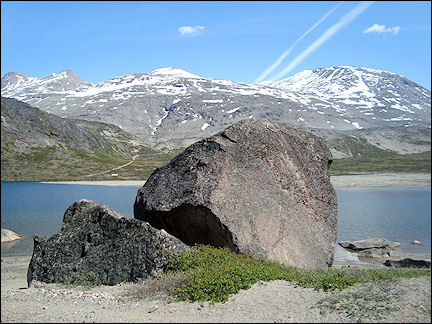 Greenland - Huge rock at lake, surroundigs Igaliku