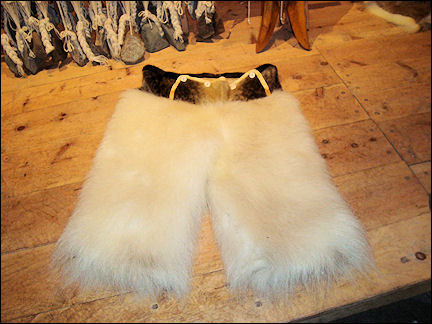 Greenland - Pants made of fox fur in Viking house, Qassiasurk