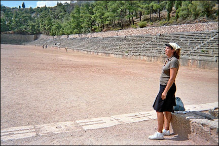 Greece, Sterea Ellada (Central Greece), Delphi - Stadium with starting blocks