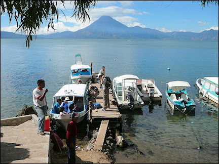 Guatemala - Boats waiting for passengers on Lake Atitlàn