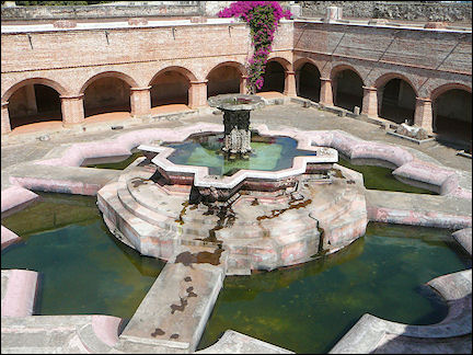Guatemala - Antigua, fountain in monastery La Merced