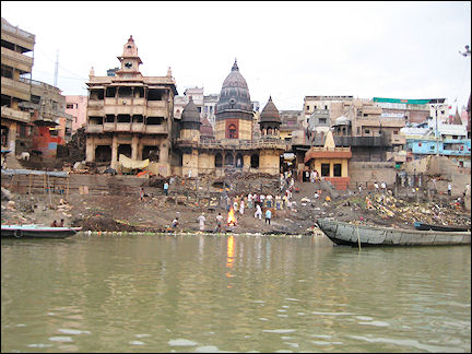 India - Varanasi, burning corpses along the Ganges