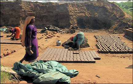 India, Thekkady - brick production