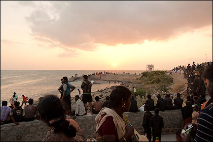 India, Tamil Nadu - Kanyakumari, Sunset at Ghandi Memorial