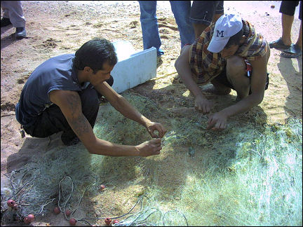 Jordan - Aqaba, fishers on the beach