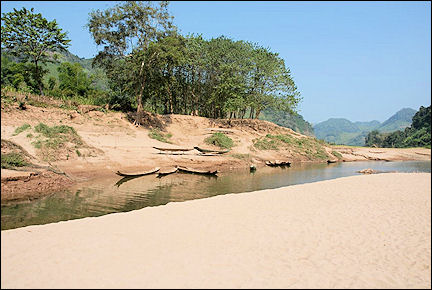 Laos - Sandy beach along the Ou river