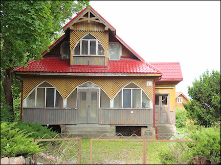 Lithuania, Trakai - Karaiete house with three windows on the side of the street