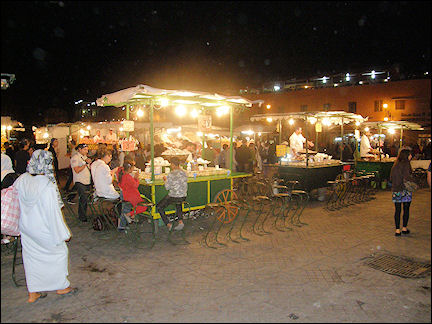 Morocco, Marrakech - Night market on Jemaa el-Fna