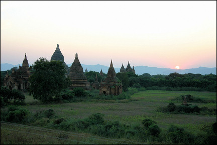 Myanmar, Bagan - Paya in the evening light