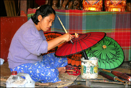 Myanmar, Pathein - Parasol workshop