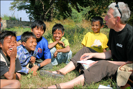 Myanmar, Bagan - Speaking with children