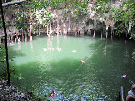 Mexico - Swimming in the Yokdzonot pond