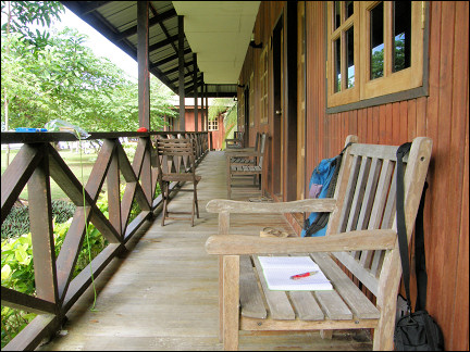 Malaysia, Borneo, Sabah - The porch of our longhouse on Pulau Tiga