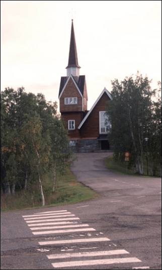 Sweden - Karesuando, brown wooden church