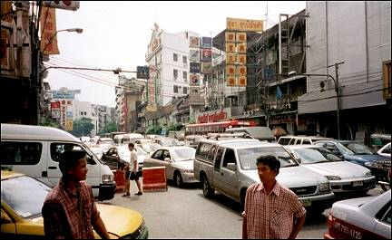 Thailand - Bangkok, a traffic jam in Chinatown
