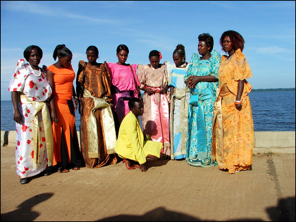 Uganda - Buggala Island, women on their way to wedding
