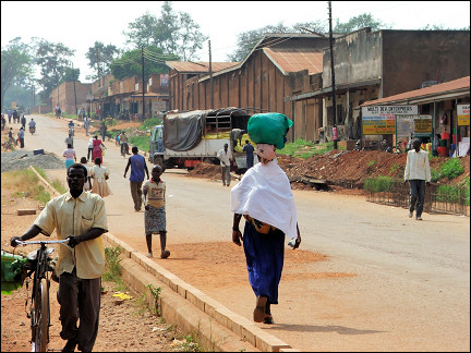 Uganda - Fort Portal, people walking on the road