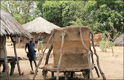 Zambia - Corn sheds in a village